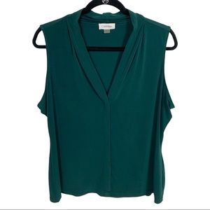 Calvin Klein Green V-Neck Blouse Women’s XL